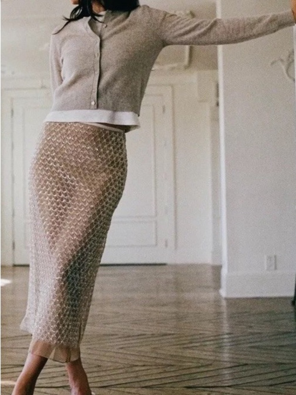 ZARA Beaded Midi Skirt Size Small LIKE MIU MIU - Picture 12 of 16